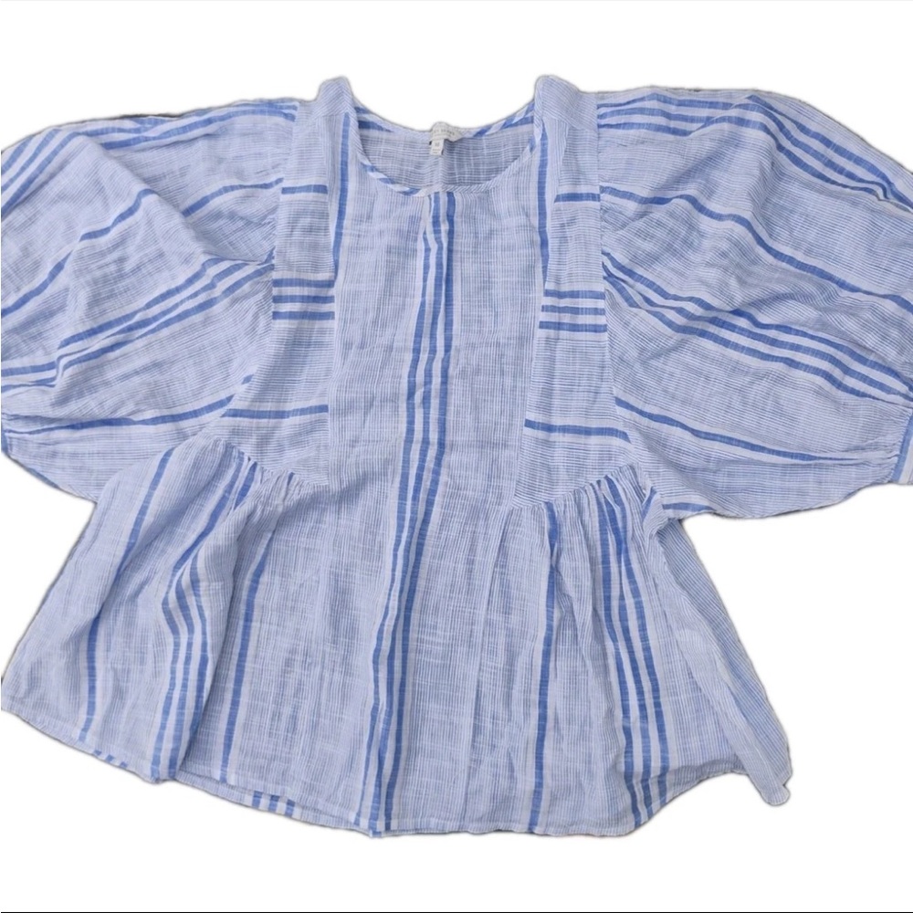 Lucky Brand Cindy Stripe Peasant Top M - Picture 5 of 9